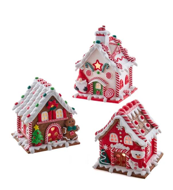 6&quot; Battery Operated LED Gingerbread House Table Pieces, EACH
