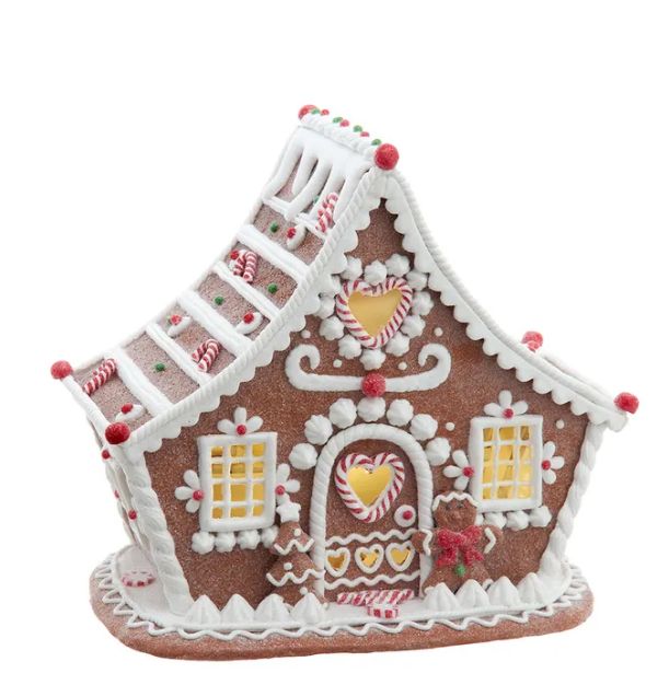 7.87&quot; Battery Operated LED Gingerbread House With White Icing