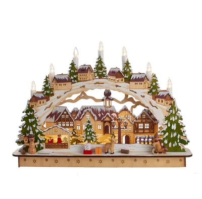 Battery-Operated Lighted LED Wooden Village House