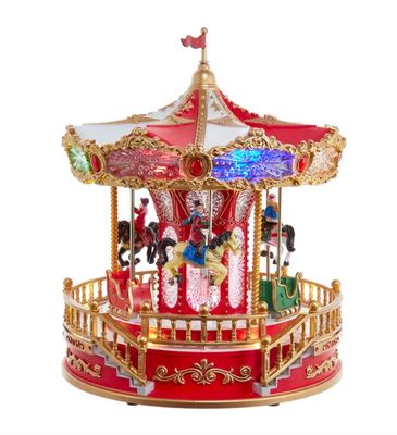 11.1&quot; Battery Operated Multicolor LED Lighted Musical Santa Carousel With Motion Table Piece