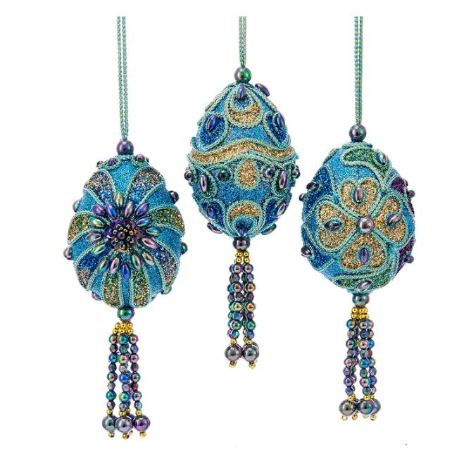 Peacock Miniature Egg Ornament, EACH