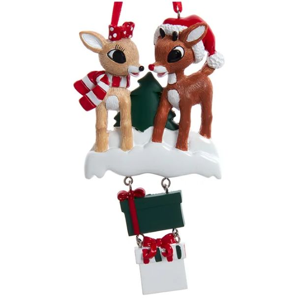 Rudolph The Red Nose Reindeer® &amp; Clarice Family of 4 Ornament For Personalization