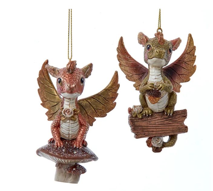 Brown, Green &amp; Copper Dragon Ornament, EACH