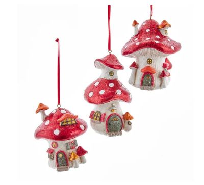 Mushroom House Ornament, EACH
