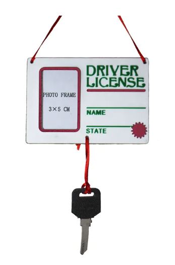 Drivers License With Key Picture Frame Ornament