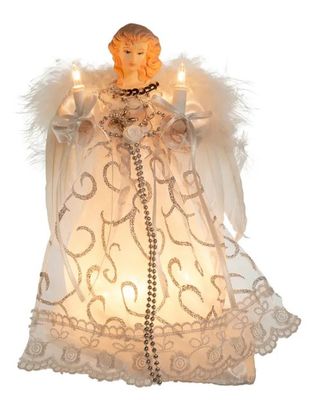 9&quot; UL 10-Light White and Silver Angel Treetop