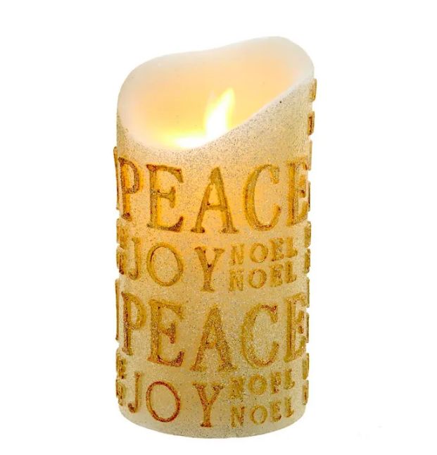 Gold Glitter Finish Wax Flicker Flame Candle 3 sizes