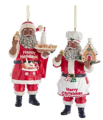 African American Chef Santa Ornament, EACH