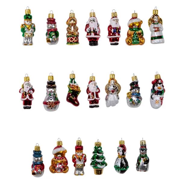 2&quot;-2.5&quot; Petite Treasures Medallion Collection Glass Ornaments, 20-Piece Box