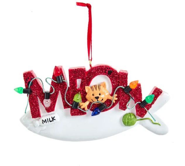 &quot;Meow&quot; Cat Ornament For Personalization