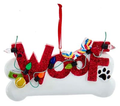 &quot;Woof&quot; Dog Ornament For Personalization