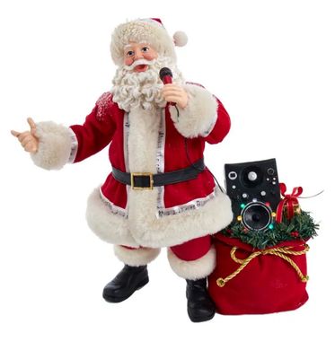 10.5&quot; Battery-Operated Fabriché™ Musical Karaoke Santa
