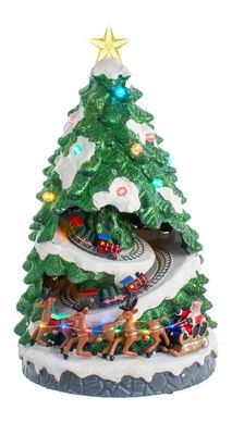 15.7&quot; Battery Operated Lighted Musical Christmas Tree With Moving Train