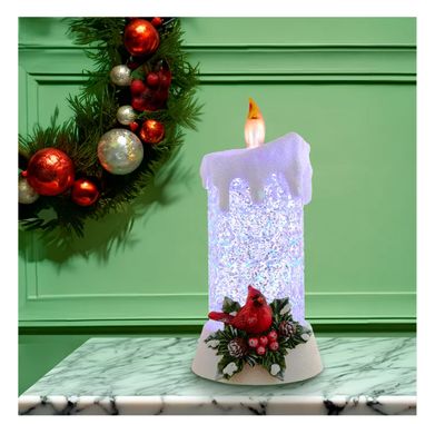 8.5&quot; Battery Operated Color Changing LED Lighted Cardinal Candle