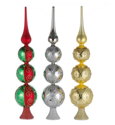 16&quot; Un-Lit Glass Finial Treetops, 3-Piece Box Set