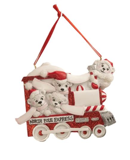 North Pole Express Bear Family Ornament For PersonalizationKU, amount: 4