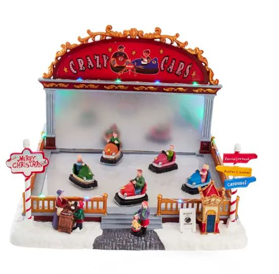 Battery-Operated LED Light-Up Musical Bumper Cars Table Piece