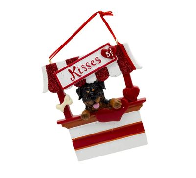 Rottweiler "Kisses" Kissing Booth Ornament For Personalization