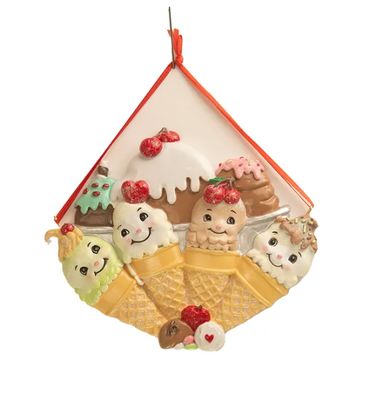 Ice Cream Cone Family Of 4 Ornament For Personalization