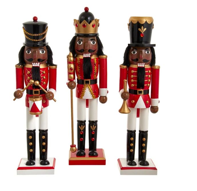 15&quot; Red, White and Gold African American Nutcracker, EACH