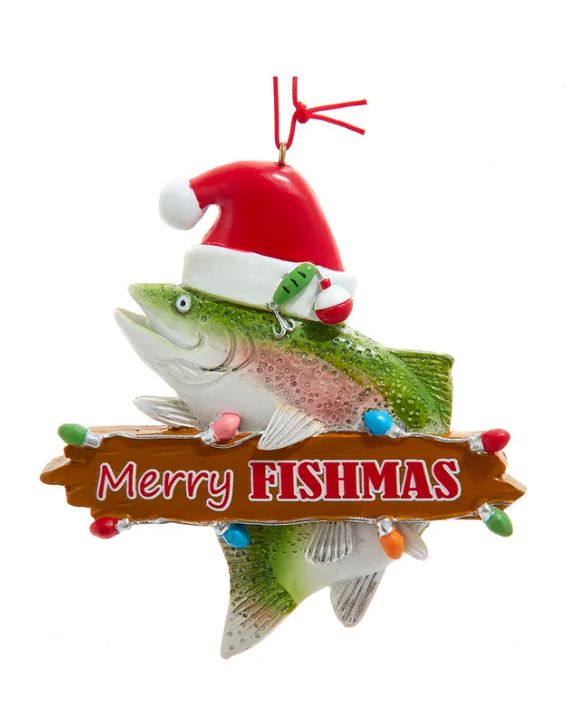 &quot;Merry Fishmas&quot; Trout Ornament