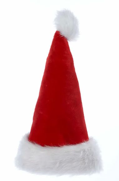 Plush Santa Hat With Fur Cuff and Pom-Pom