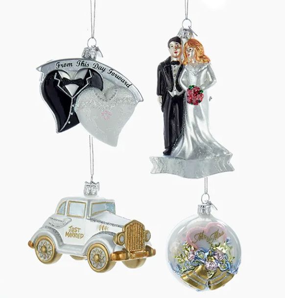 Noble Gems™ Wedding Boxed Glass Ornaments, 4-Piece Box Set