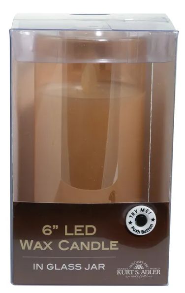 6&quot; Battery-Operated Large Flicker Flame Candle In Glass Jar