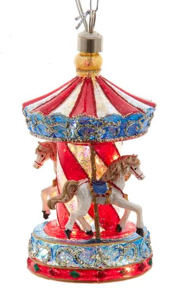Glass USB Warm White LED Fairy Light Carousel Ornament