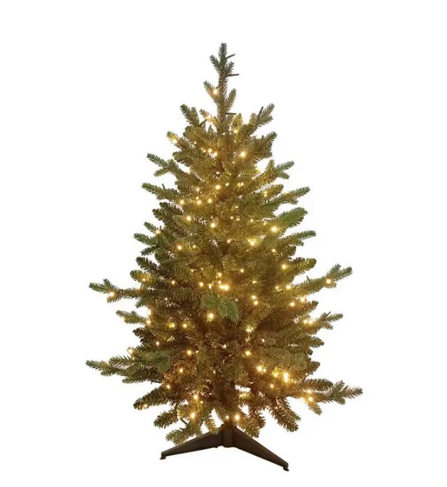 3&#39; Pre-Lit Warm White LED Noble Fir Tree