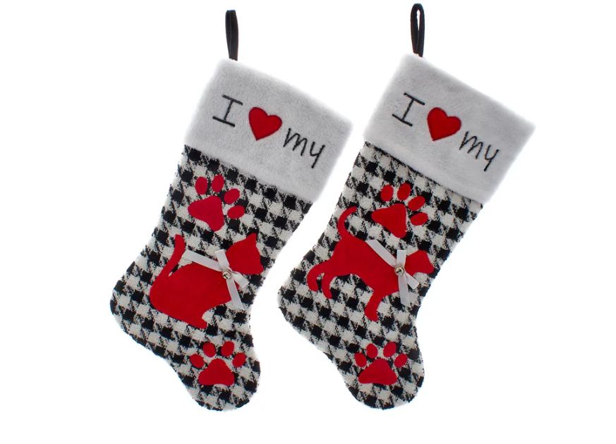 Houndstooth Dog &amp; Cat Stockings, EACH