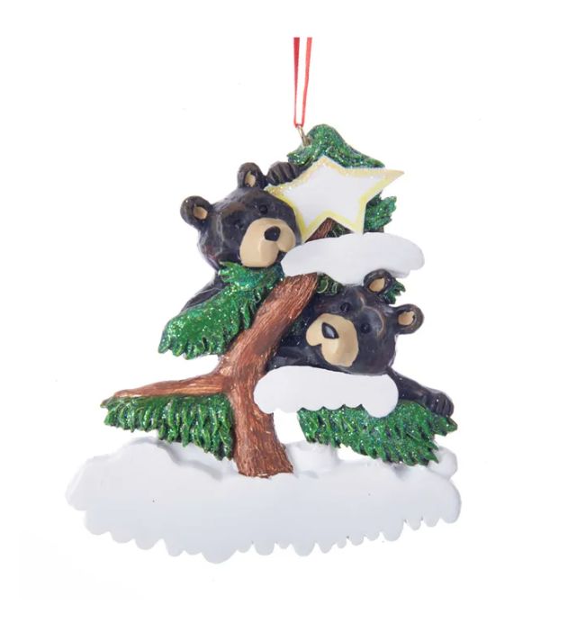 Bear Family Of 2 On Tree Ornament For Personalization