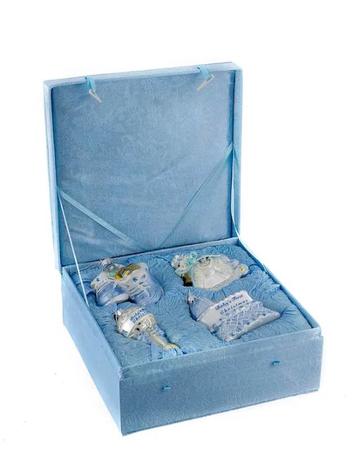 Noble Gems™ Baby Boy Glass Ornament Set, 4-Piece Box Set