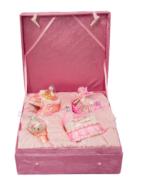 Noble Gems™ Baby Girl Glass Ornament Set, 4-Piece Box Set