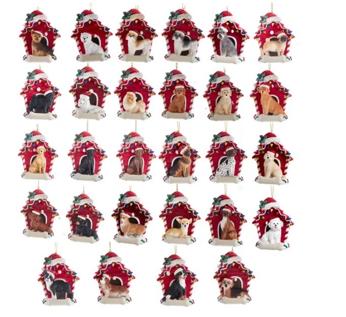 Dog With Doghouse Ornaments For Personalization, 28 Assorted