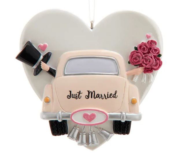 Just Married" Wedding Car Ornament For Personalization