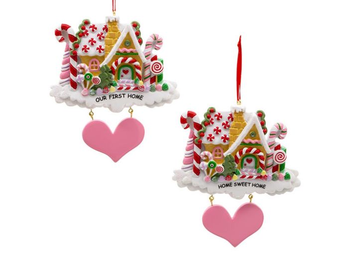 Gingerbread First House &amp; Sweet Home Ornaments For Personalization, EACH