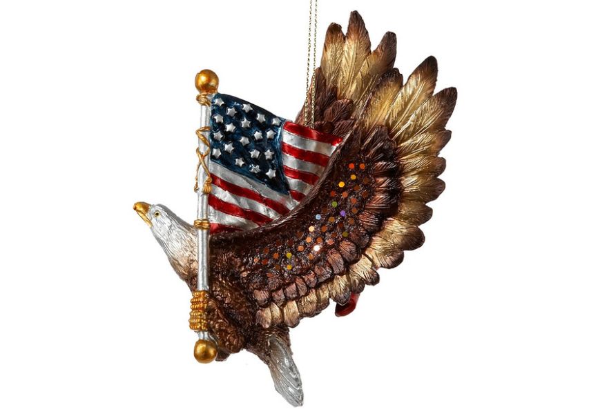 Patriotic Eagle With American Flag Ornament