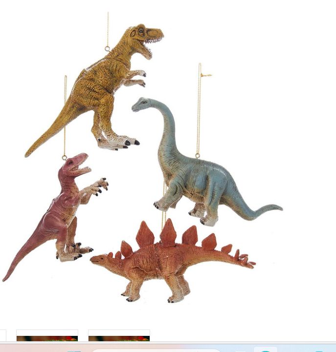 Dinosaur Ornaments, 4 Assorted