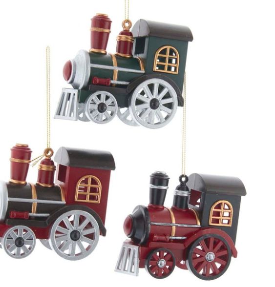 Locomotive Ornaments, 3 Assorted