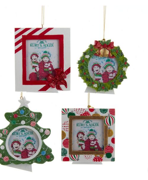Christmas Picture Frame Ornaments, 4 Assorted