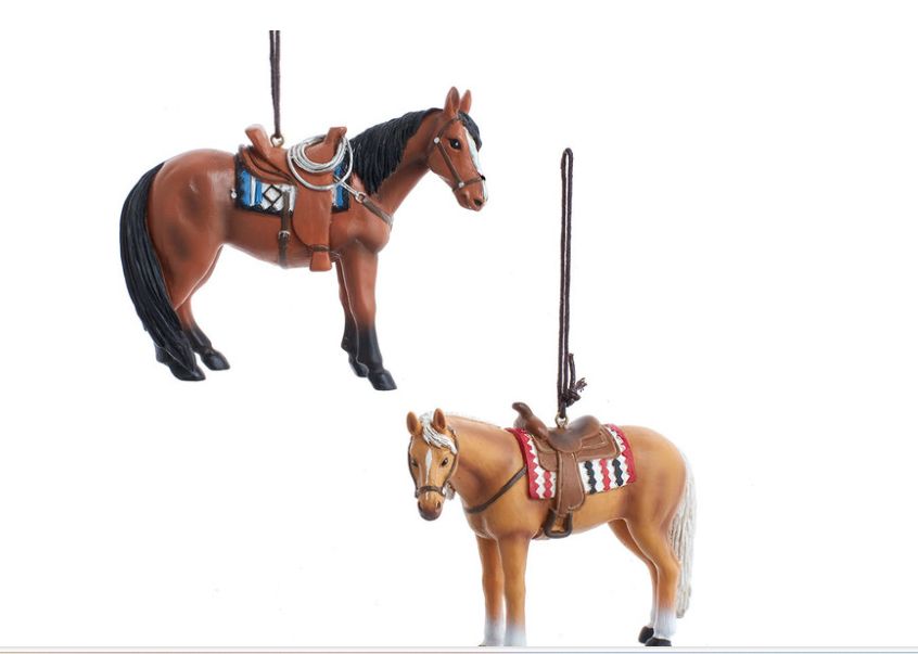Brown Horse Ornaments, 2 Assorted