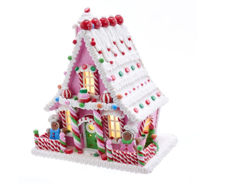 10“ Battery Operated LED Gingerbread Candy House