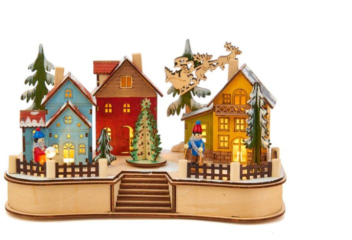 7" Battery Operated LED Musical House With Motion