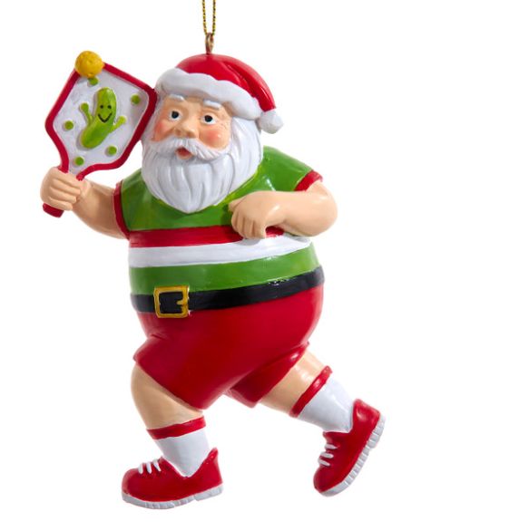Red &amp; Green Santa Pickleball Ornament