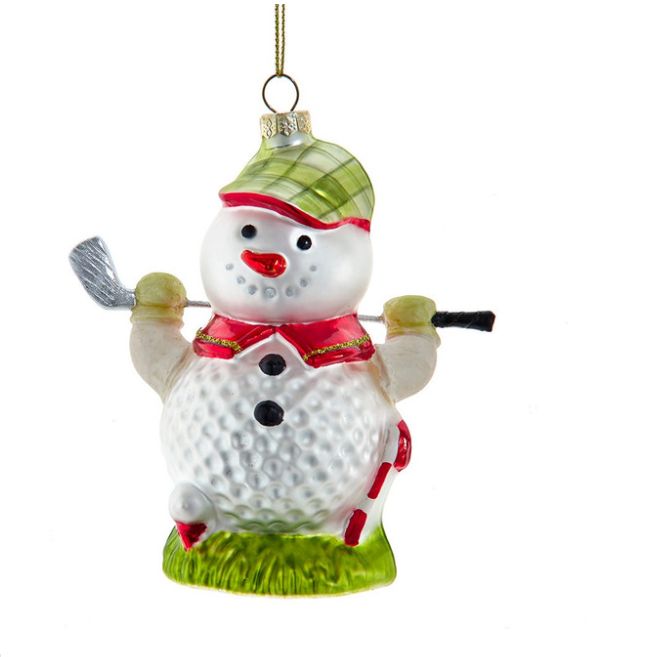 Glass Golf Snowman Ornament
