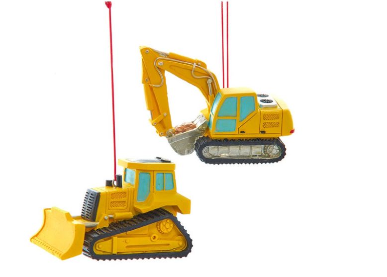 Construction Vehicle Ornaments, 2 Assorted
