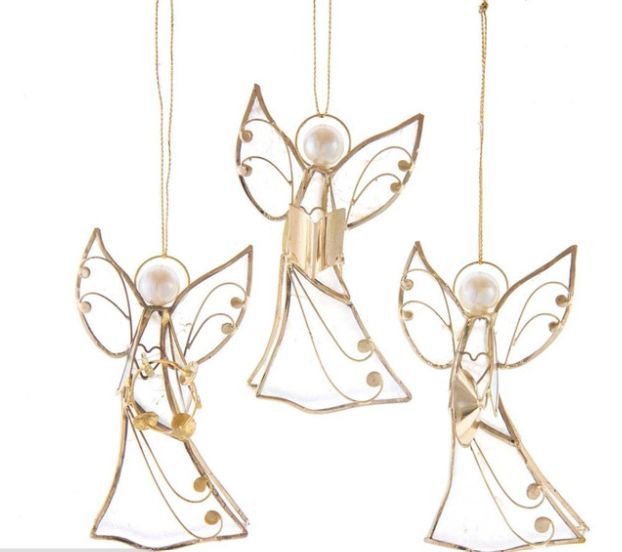 Capiz Angel Musician Ornament, EACH