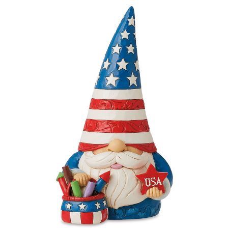 Patriotic Gnome With Fireworks Figure