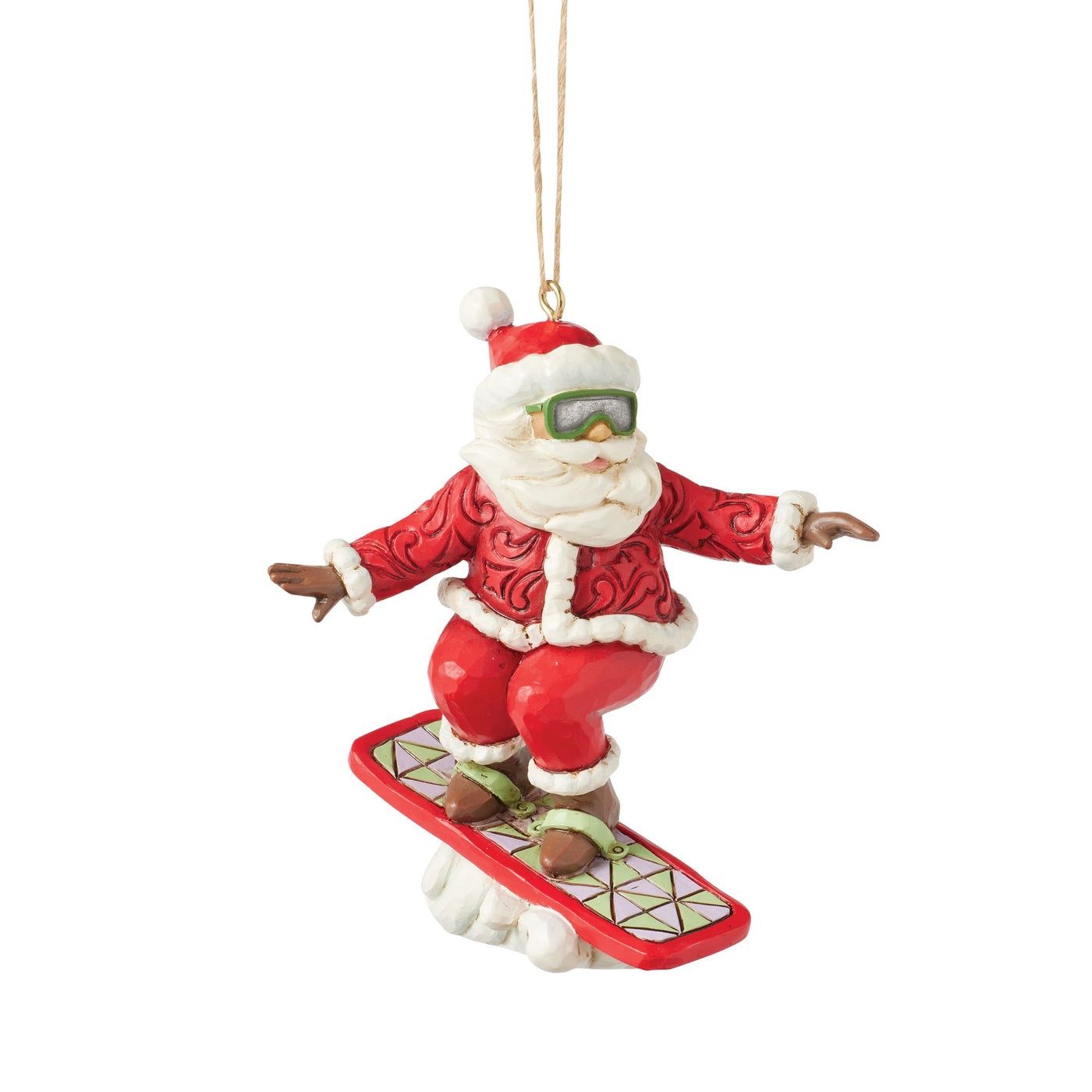 Snowboarding Santa Ornament
